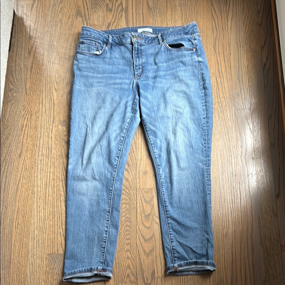 LOFT Medium Wash Blue Cropped Ankle Jeans - Size 32/14
